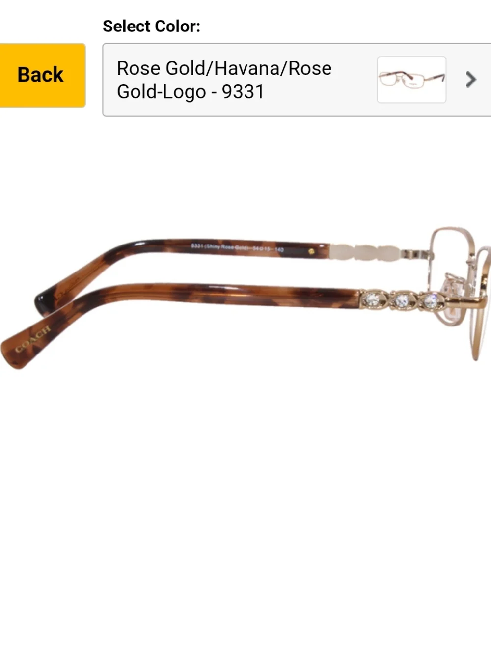 Coach Rose Gold Metal Eyeglasses with Tortoise Temples and Crystal Accents - Picture 3 of 16